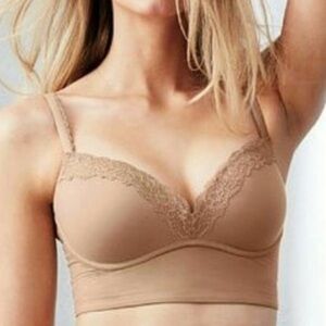 Victoria’s Secret padded no wire longline bra Nude Size 34DD